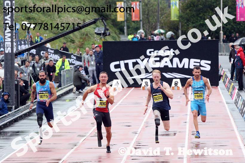 Mens IPC 100 metres, 2018 Great North CityGames. Photo: David T. Hewitson/Sports for All Pics
